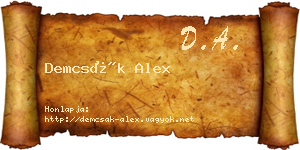 Demcsák Alex névjegykártya